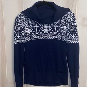Nautica women’s cowl neck sweater navy anchor